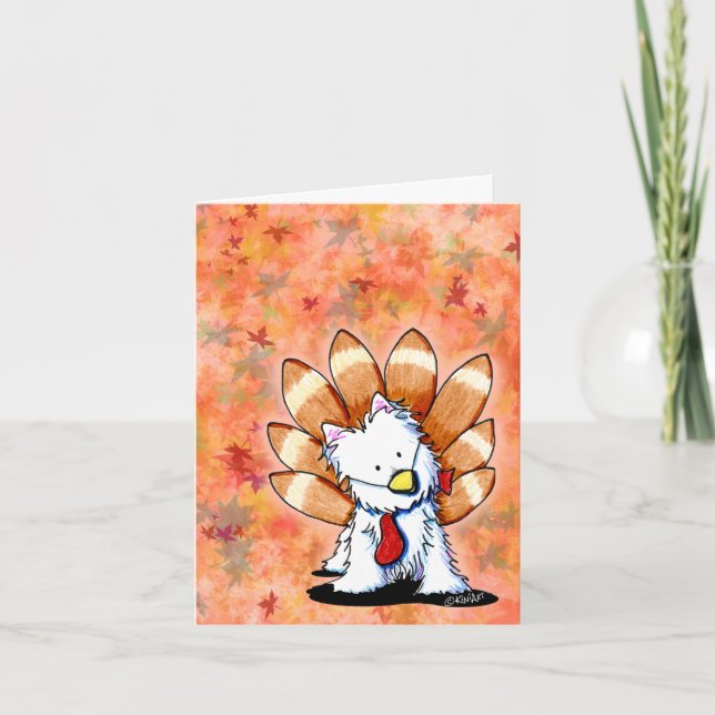 KiniArt Westie Turkey Thanksgiving Card (Front)