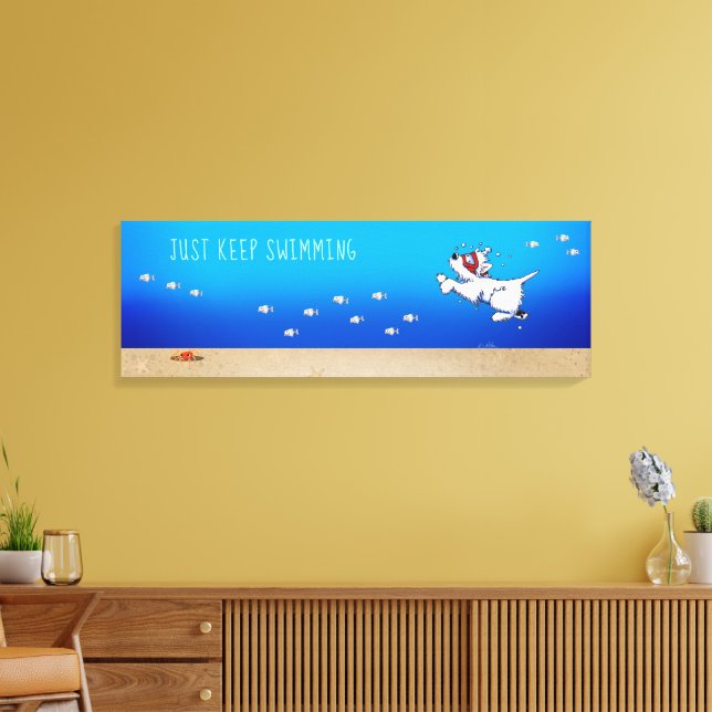 KiniArt Westie White Terrier Ocean Canvas Print (Insitu(LivingRoom))