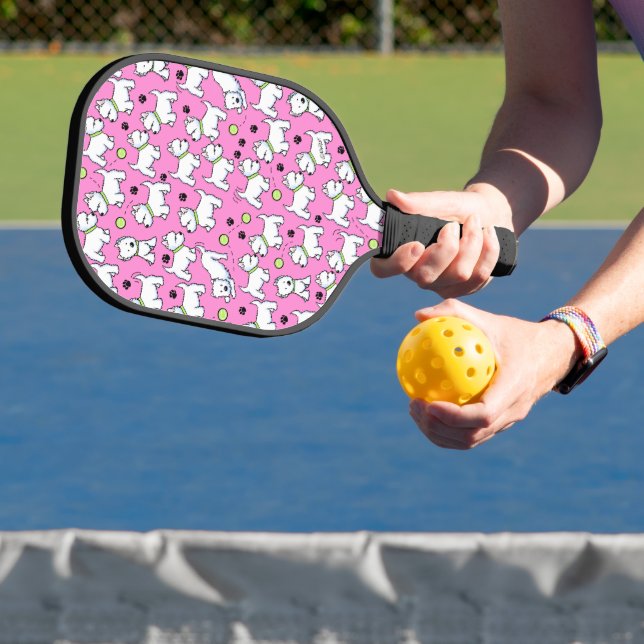 KiniArt Westies Pink Pickleball Paddle (Insitu)