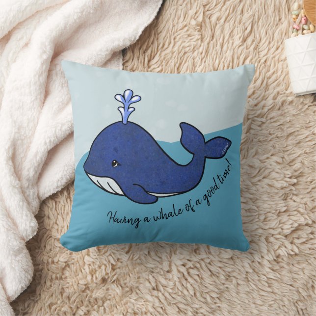 KiniArt Whale Nautical Beach Throw Pillow (Blanket)
