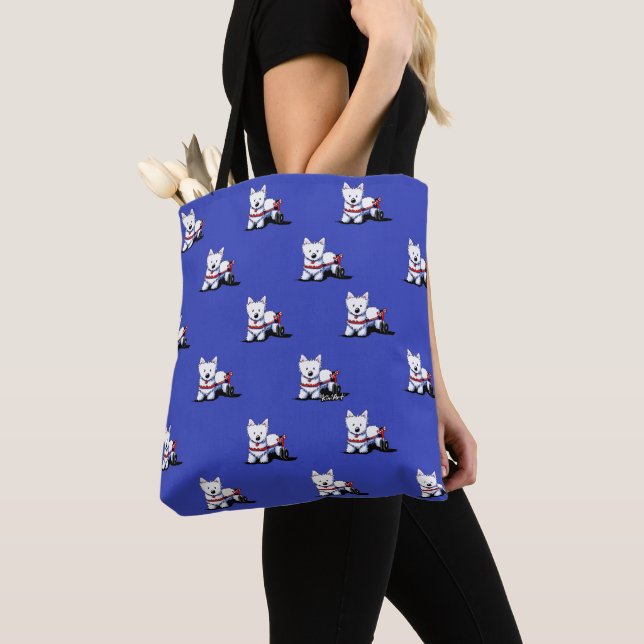KiniArt  Wheels Westie Tote Bag (Close Up)
