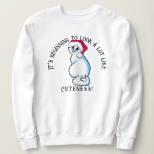 KiniArt White Cat Christmas Sweatshirt