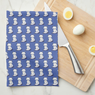 KiniArt White Cat Trinket Kitchen Towel