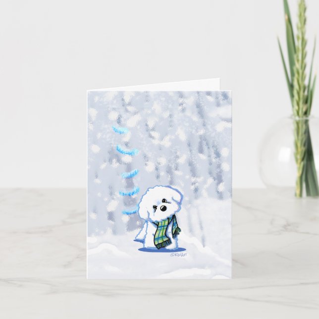 KiniArt Winter Bichon Note Card (Front)