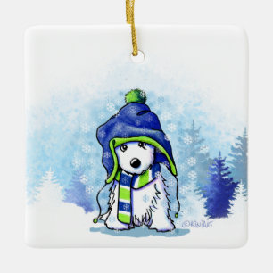 KiniArt Winter Westie Ceramic Ornament