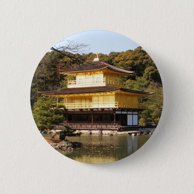 Kinkaku-ji 金閣寺 Temple of the Golden Pavilion 2 Inch Round Button (Front)