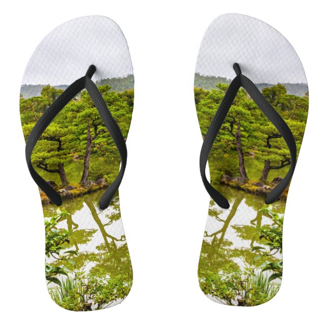 Kinkaku-ji Or Golden Pavilion And Pond, Kyoto Flip Flops (Footbed)