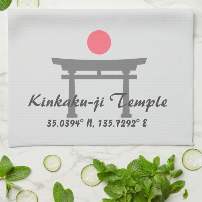 Kinkaku-ji Temple Latitude  Longitude  Kitchen Towel (Folded)