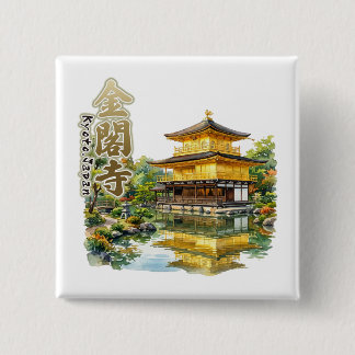 KINKAKU-temple,KYOTO,JAPAN watercolor illustration 2 Inch Square Button