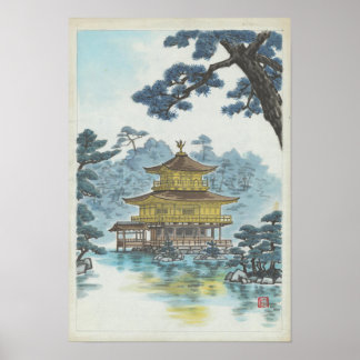 Kinkakuji Temple Kamei Tobei Scenery Art  Poster