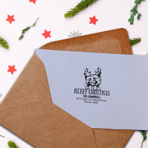 Kinkalow Cat Return Address Christmas  Rubber Stamp