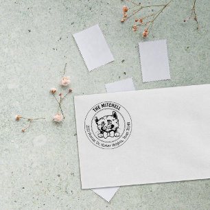 Kinkalow Cat Return Address  Rubber Stamp