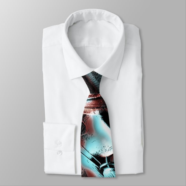 kinked brown red to blue pixelated drizzle texture tie (Tied)