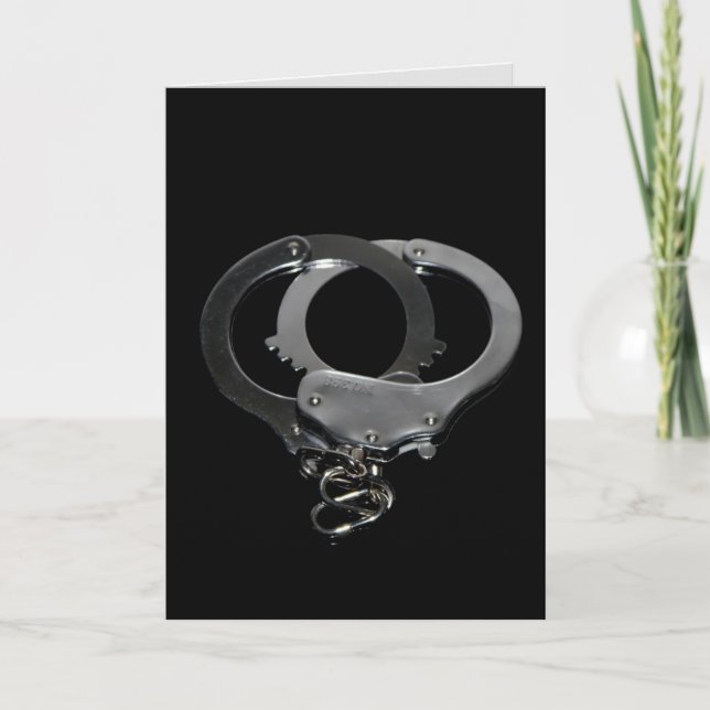 KINKY HANDCUFFS ROMANTIC GREETING CARD (Front)