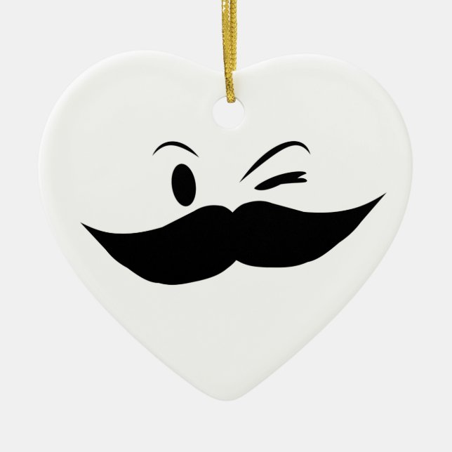 Kinky Moustache Ceramic Ornament (Front)