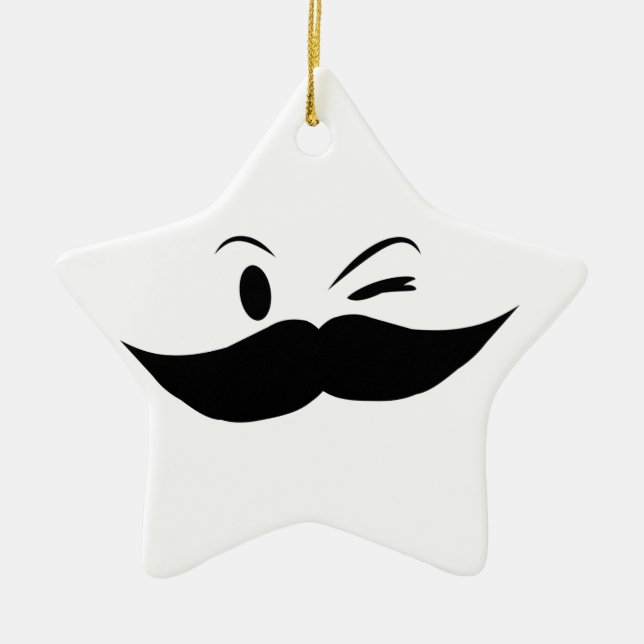 Kinky Moustache Ceramic Ornament (Front)