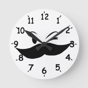 Kinky Moustache Round Clock