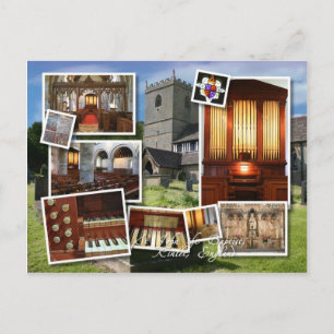 Kinlet Church and organ montage Postcard