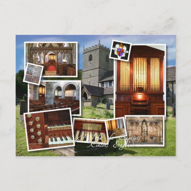Kinlet Church and organ montage Postcard (Front)