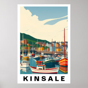 Kinsale Harbor Ireland Vintage Travel Art Poster