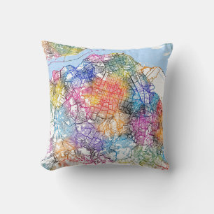 Kinshasa DR Congo City Map Throw Pillow
