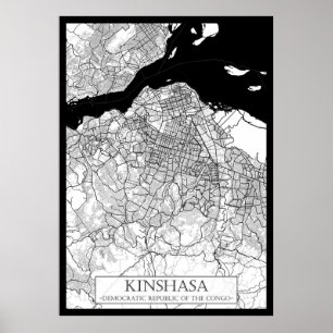 Kinshasa DR Congo Map Poster