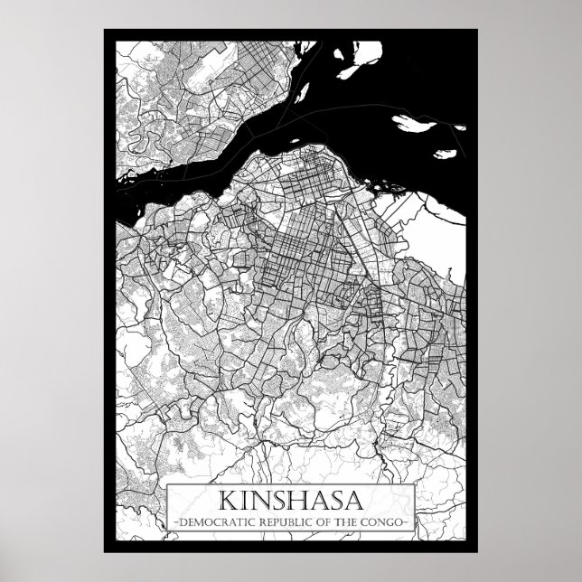 Kinshasa DR Congo Map Poster (Front)