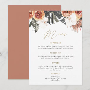KINSLEY Boho Terracotta Floral Wedding Dinner Menu