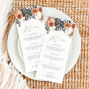 KINSLEY Boho Terracotta Long Wedding Menu Card