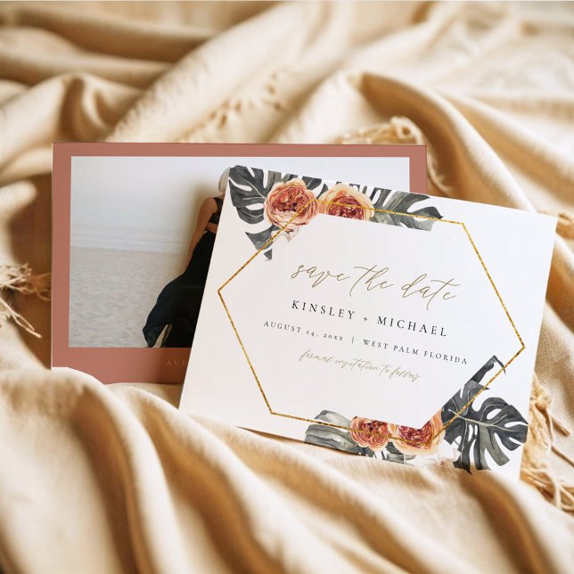KINSLEY Boho Terracotta Photo Save the Date  Invit Invitation (Creator Uploaded)