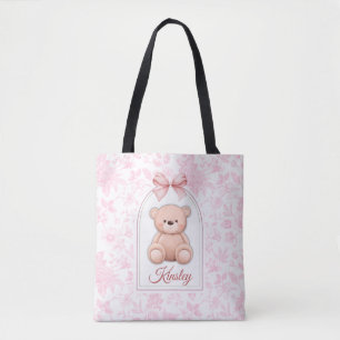 Kinsley   Custom Pink Teddy Bear Nursery Design  Tote Bag