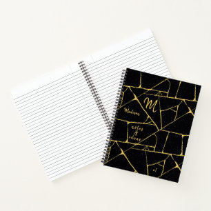 Kintsugi  Black Gold Japanese Pottery Art Name Notebook