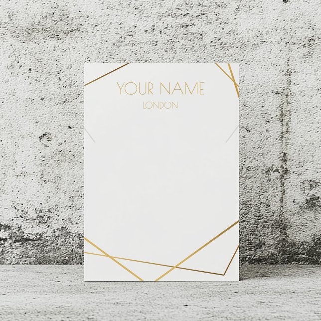 Kintsugi gold geometric jewellery display card (White necklace display card with gold text and gold geometric border)