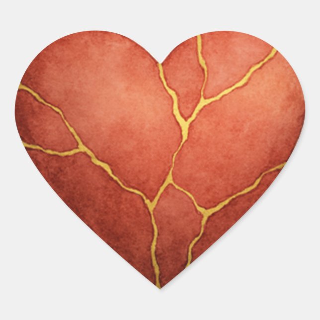 Kintsugi heart  heart sticker (Front)