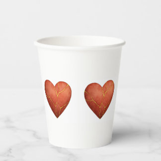 Kintsugi heart paper cups