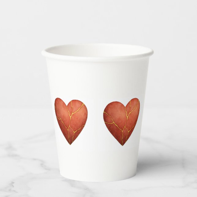 Kintsugi heart  paper cups (Front)