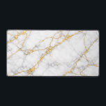 Kintsugi Marble Gold Fracture Luxury Desk Mat<br><div class="desc">This Modern Kintsugi White Marble and Gold Art Desk Mat features a high-resolution, full-bleed texture of premium Carrara marble with vibrant gold-filled fractures throughout. Perfect for luxury home offices, minimalist workstations, or as an elegant designer gift. This ultra-wide desk pad adds a sophisticated, artistic touch to any workstation while providing...</div>