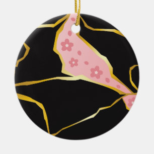 Kintsugi Ornament with Cherry Blossom Accents