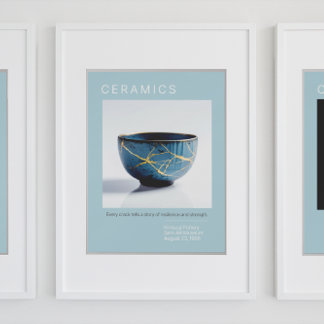 Kintsugi Poterie Poster série | bleu doux