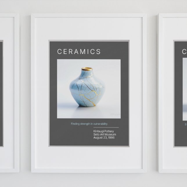 Kintsugi Poterie Poster série | Gris (Créateur téléchargé)