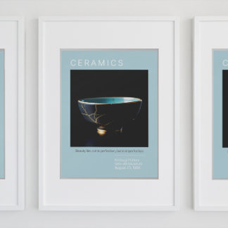Kintsugi Pottery Poster Series | Pale blue