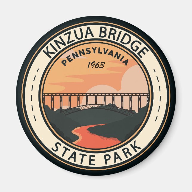 Kinzua Bridge State Park Pennsylvania Retro Badge  Magnet (Front)
