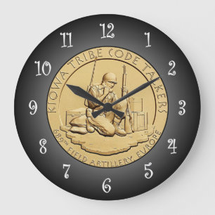 Kiowa Tribe Code Talkers Bronze Medal ~ Large Clock