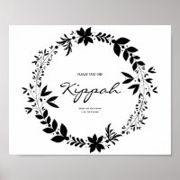 Kippah Sign, Customizable Kippot Wedding Sign 