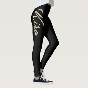 Kira white gold Handwriting Hose Leggings