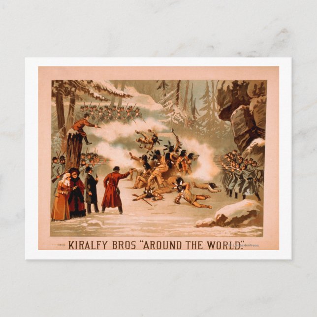 Kiralfy "Around the World" Indian Massacre Postcard (Front)