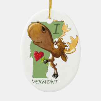 Kirby the Moose Vermoosin' "I Heart Vermont" Ceramic Ornament