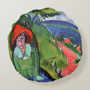 Kirchner - Erna by the Sea Round Pillow