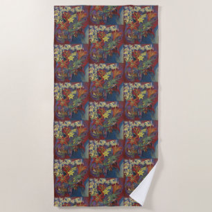Kirchner Expressionist Vibrant Orange Lilies Art Beach Towel