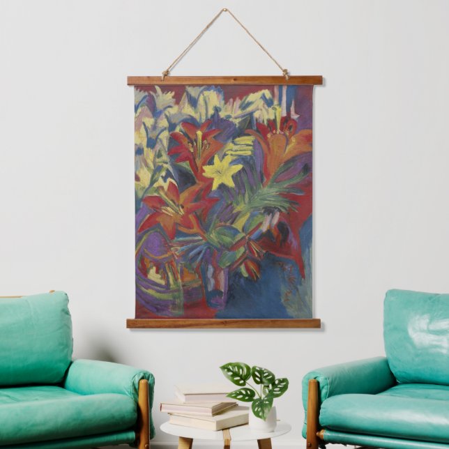  Kirchner Expressionist Vibrant Orange Lilies Art Hanging Tapestry (Living Room)